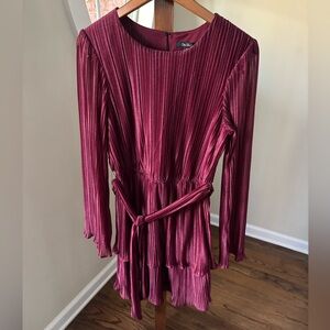 City Studio Maroon Long Sleeve Mini Dress